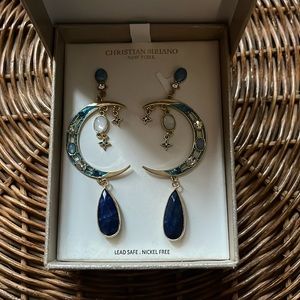 Christian Siriano Gold Tone Celestial Earrings. New in Original Box